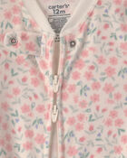 B&eacute;b&eacute; fille - Pyjama ajust&eacute; 1 pi&egrave;ce &agrave; pieds en DreamPlush avec fermeture &agrave; glissi&egrave;re double sens &agrave; motif floral &ndash; Cr&egrave;me, image 3 sur 4 diapositives