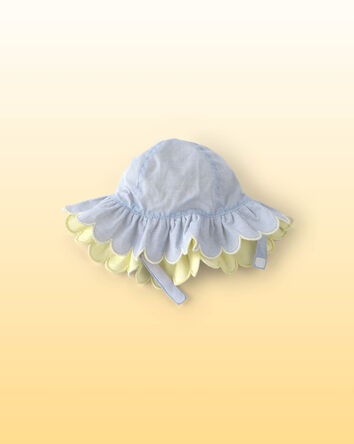 B&eacute;b&eacute; fille - Chapeau de soleil festonn&eacute; Winnie l&rsquo;Ourson de Disney&reg; - Bleu, 
