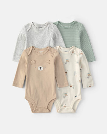 Baby 4-Pack Bear Long-Sleeve Bodysuits, 