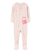 Baby Girl 1-Piece Owl Print 100% Snug Fit Cotton Footie Pyjamas, image 1 of 4 slides