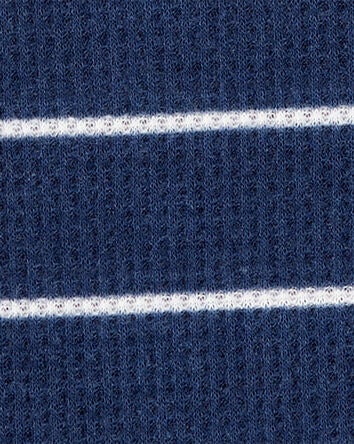 Toddler Striped Loose Fit Waffle Knit 2-Piece Pyjamas - Navy, 