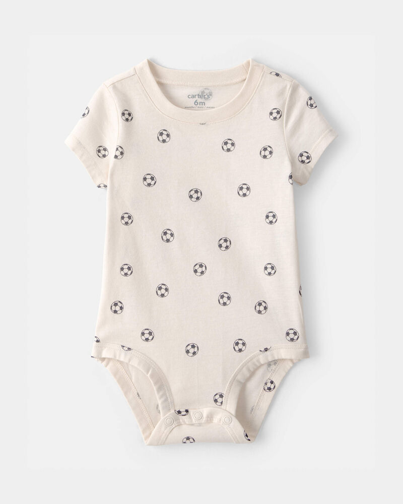 Baby Soccer Graphic Bodysuit - Ivory, image 1 of 3 slides
