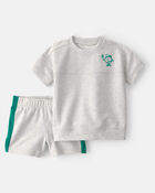 Toddler Boy 2-Piece Pickleball Top & Short Set - Grey, image 1 of 6 slides