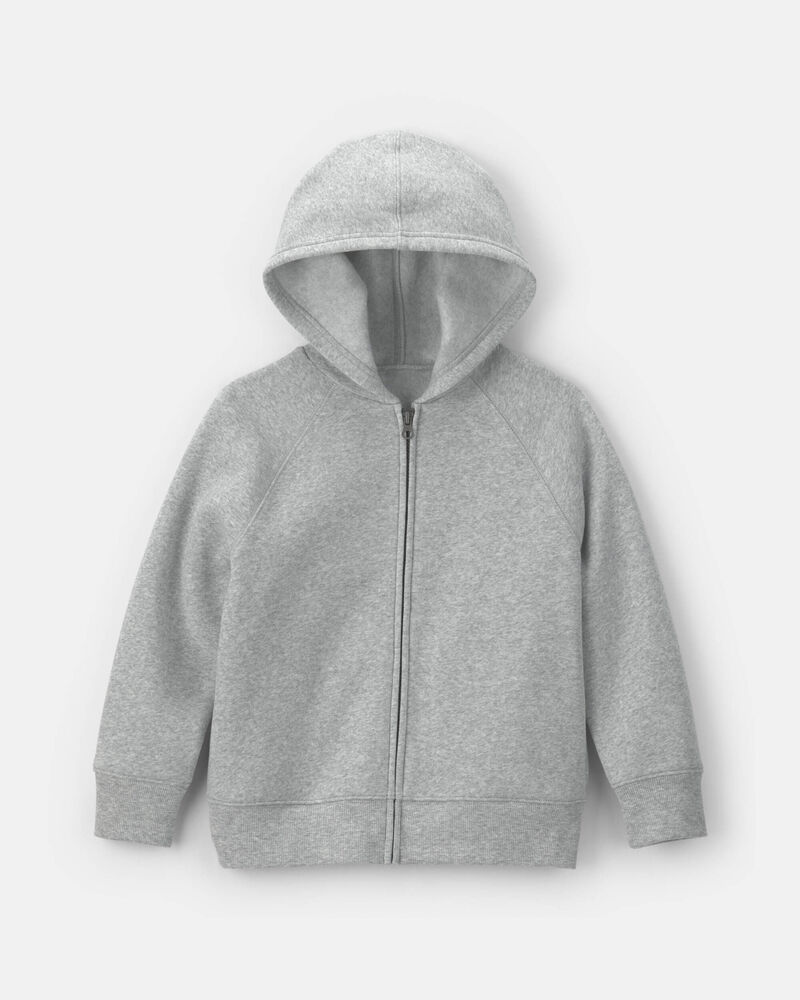 Boys Fleece Zip-Up Hoodie - Grey, image 1 of 3 slides