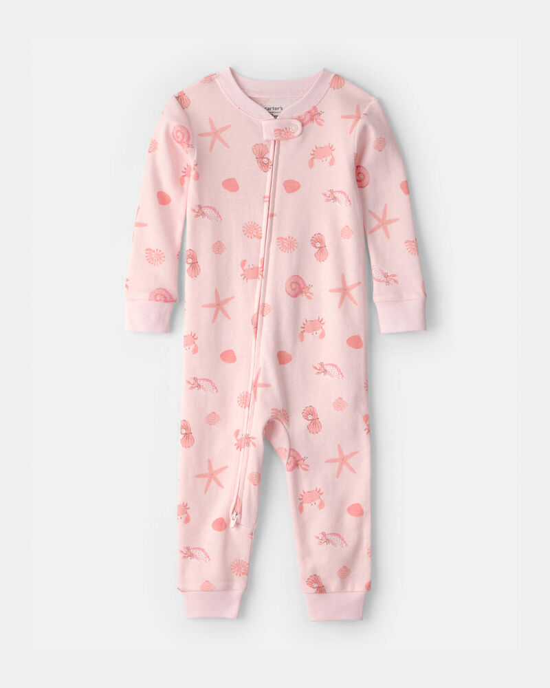 Toddler Girl Shell 100% Cotton Snug Fit 1-Piece pyjama - Pink, image 1 of 3 slides