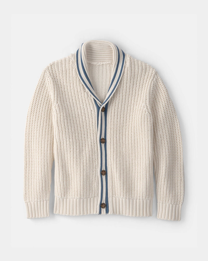 Boys Striped Cardigan Sweater - Cream, image 1 of 3 slides