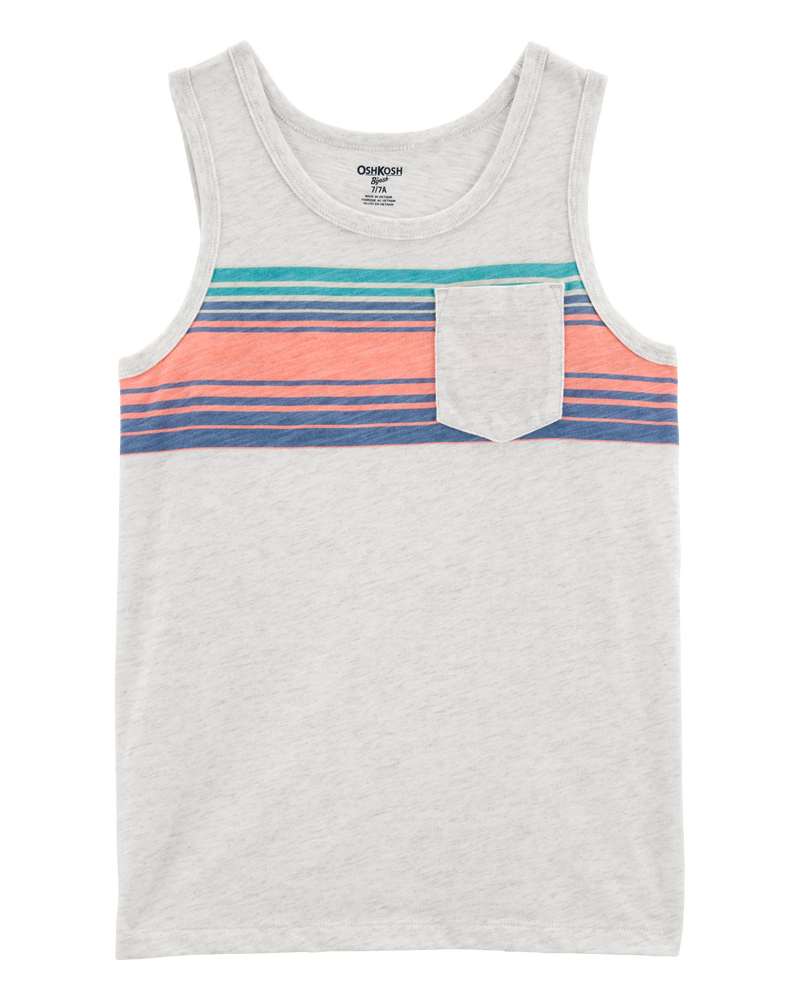 Kid Striped Front-Pocket Tank-Grey, image 1 of 3 slides