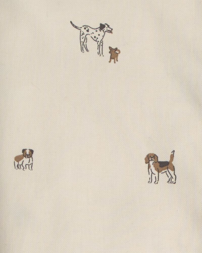 Boys Dog Long-Sleeve Button-Down Shirt - Cream, image 2 of 3 slides