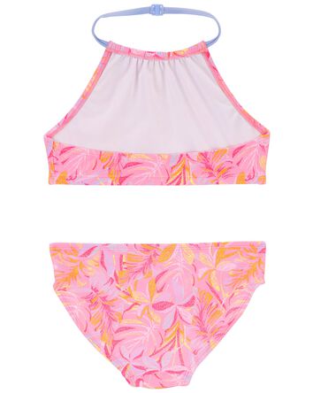 Palm Print Halter Swimsuit, 