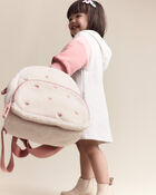 Heart Sherpa Backpack - Cream/Pink, image 3 of 7 slides