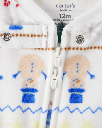 Baby Christmas Fair Isle Print Fleece Long-Sleeve Loose Fit 1-Piece pyjamas - White, 