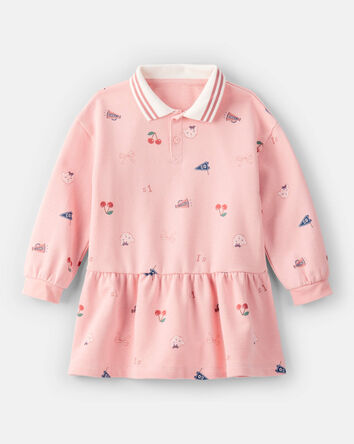Tout-petit fille - Robe à manches longues en tissu bouclette - Rose, 