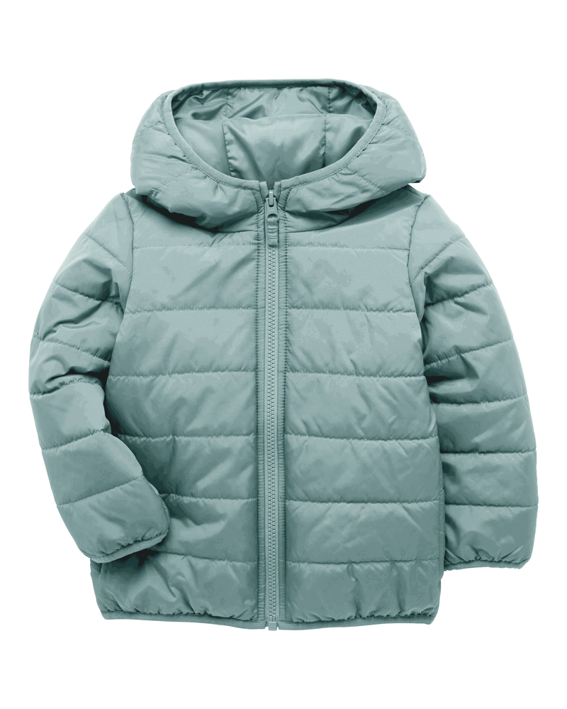 Kid Hooded Puffer Jacket - Green, image 2 of 6 slides