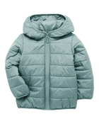 Kid Hooded Puffer Jacket - Green, image 2 of 6 slides