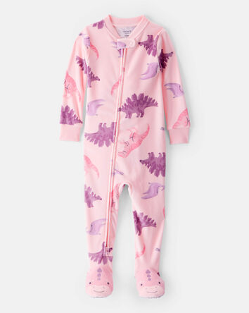 Baby Girl Dinosaur DreamPlush Snug Fit 2-Way Zip 1-Piece pyjamas - Pink, 