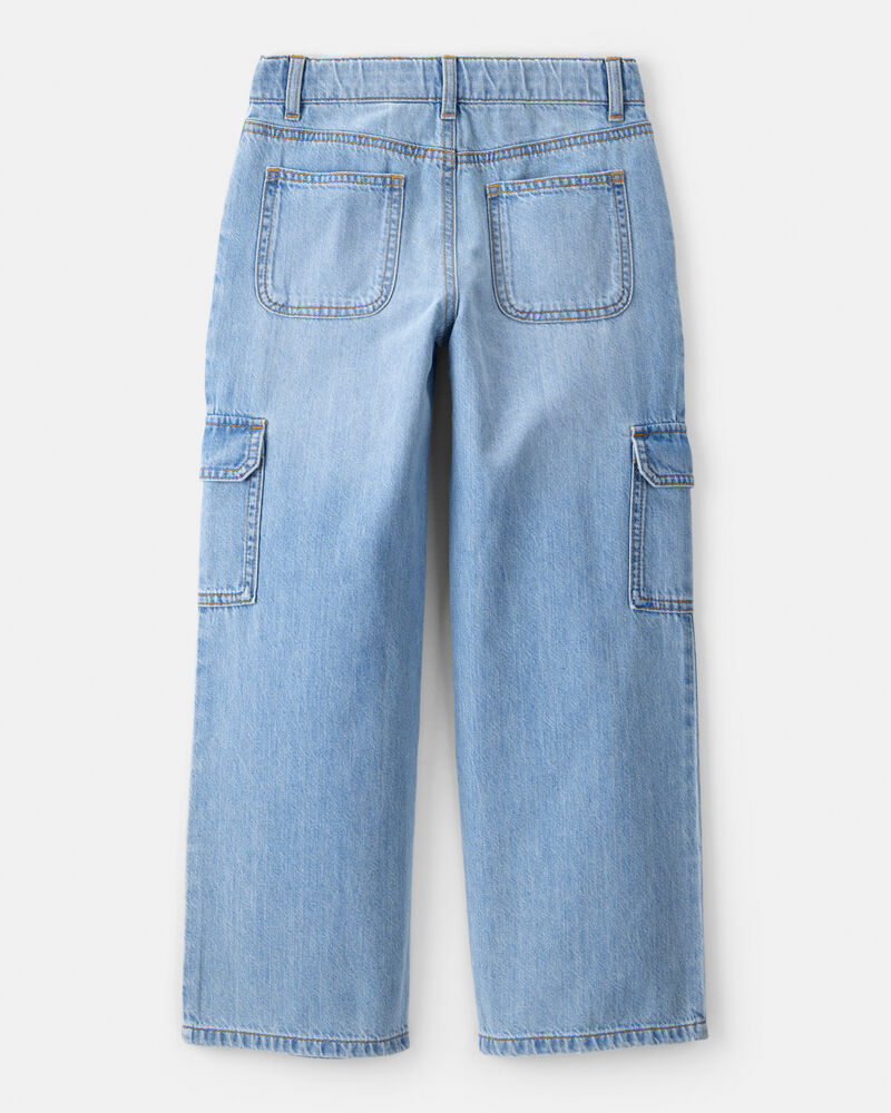 Filles - Jean cargo en denim - Bleu , image 2 sur 5 diapositives