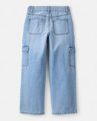 Filles - Jean cargo en denim - Bleu , image 2 sur 5 diapositives