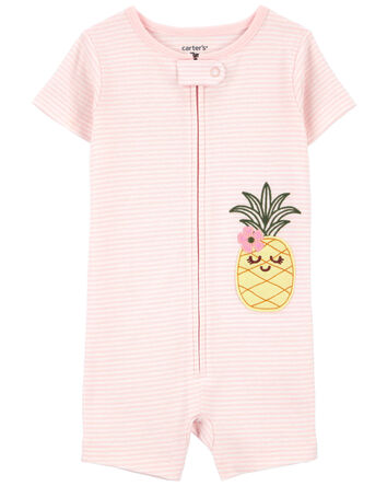 Pyjama barboteuse 1 pièce en coton ajusté à motif d’ananas, 