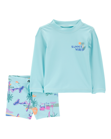 Baby Tropical Rashguard Set - Turquoise, 