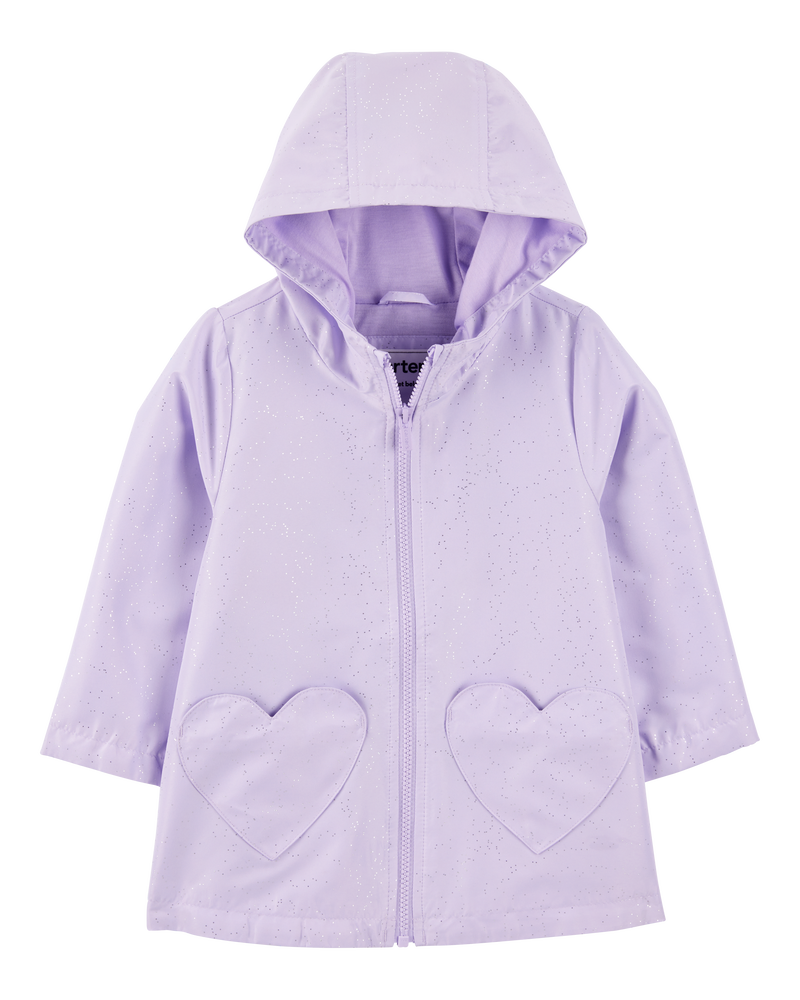 Toddler Heart Pockets Rain Jacket - Purple, image 1 of 3 slides