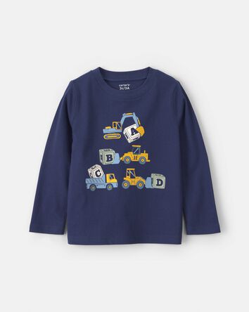 Tout-petit - T-shirt manches longues &agrave; motif construction &ndash; Bleu marine, 