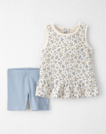 Toddler Girl 2-Piece Top & Short Set Made with Organic Cotton in Spring Bloom Print, 