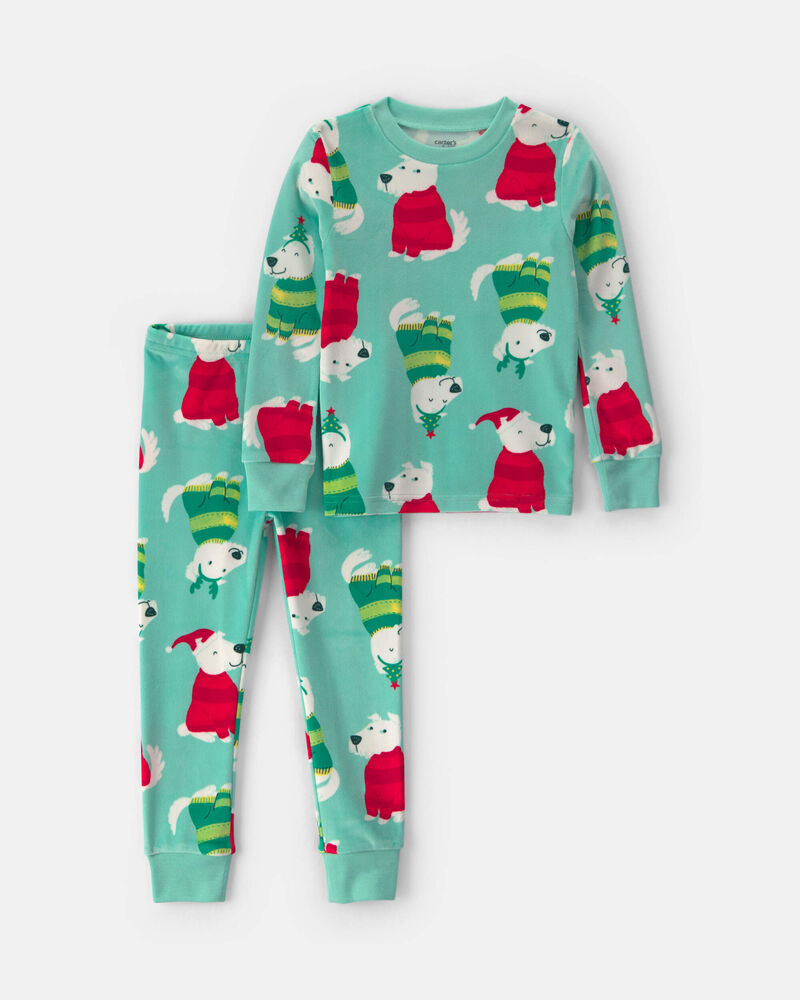 Toddler 2-Piece Christmas DreamPlush Snug Fit Pyjama Set - Green, image 1 of 5 slides
