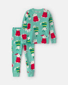 Toddler 2-Piece Christmas DreamPlush Snug Fit Pyjama Set - Green, image 1 of 5 slides