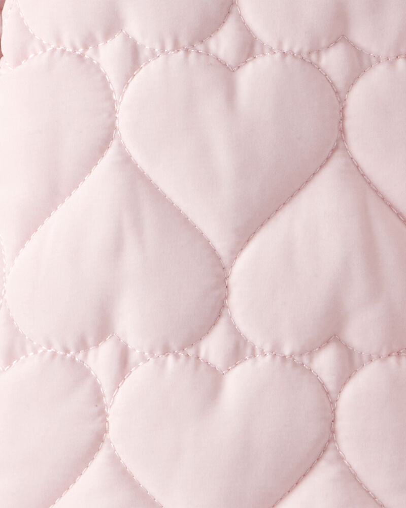 Baby Girl 1-Piece Heart Quilted Pram Snowsuit - Pink, image 3 of 3 slides