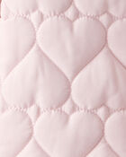 Baby Girl 1-Piece Heart Quilted Pram Snowsuit - Pink, image 3 of 3 slides