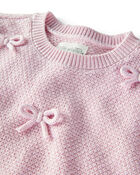 Baby Girl 2-Piece Organic Cotton Bow Knit Sweater & Pant Set, image 2 of 3 slides