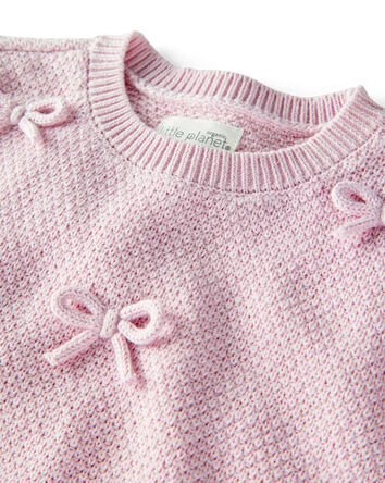 Baby Girl 2-Piece Organic Cotton Bow Knit Sweater & Pant Set, 