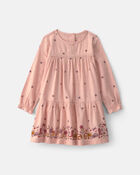 Toddler Girl Floral Twill Long-Sleeve Dress - Pink, image 1 of 4 slides