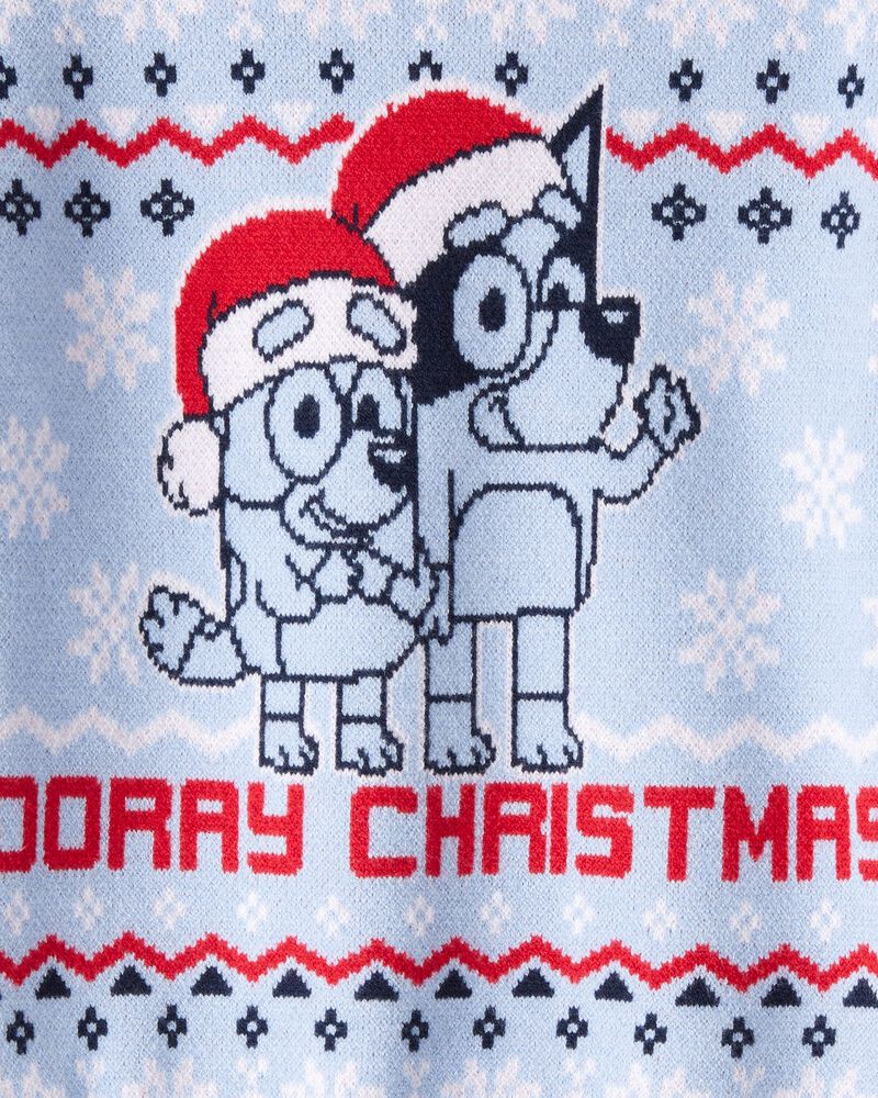 Toddler Boy Christmas Hooray Long-Sleeve Bluey&trade; Sweater - Blue, image 2 of 2 slides