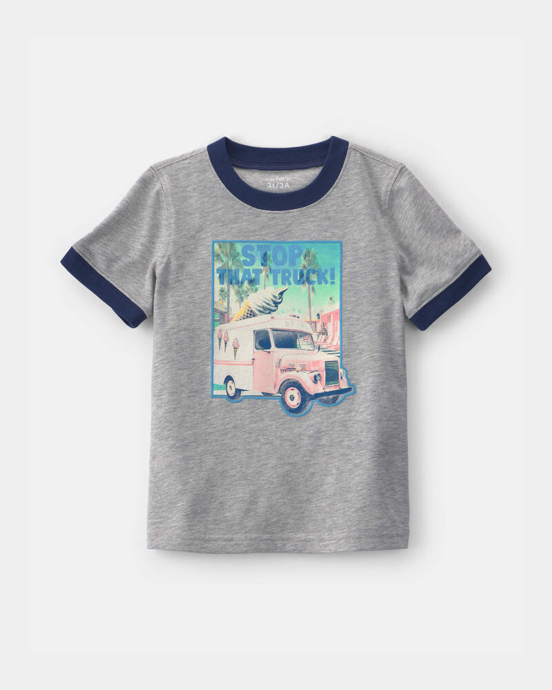 Toddler Boy 'Stop That Truck!' Ice Cream Graphic Tee - Grey, image 1 of 3 slides