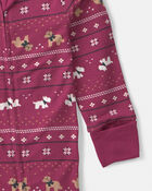 Baby Fair Isle PurelySoft&trade; 2-Way Zip Sleep & Play Pyjamas - Burgundy, image 3 of 9 slides