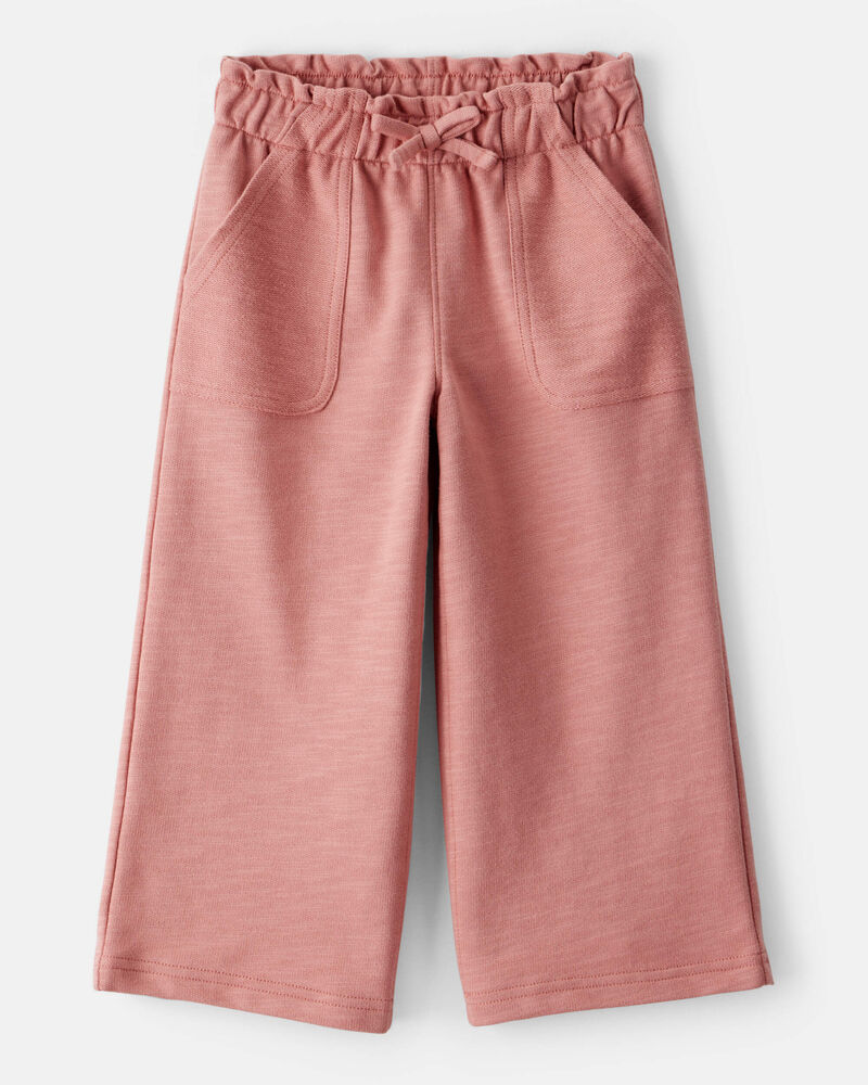 Toddler Girl 100% Cotton Wide-Leg Pants - Pink, image 1 of 6 slides