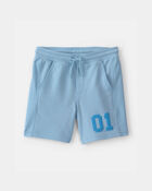 Gar&ccedil;ons - Short en jersey bouclette, style universitaire - Bleu, image 1 sur 3 diapositives