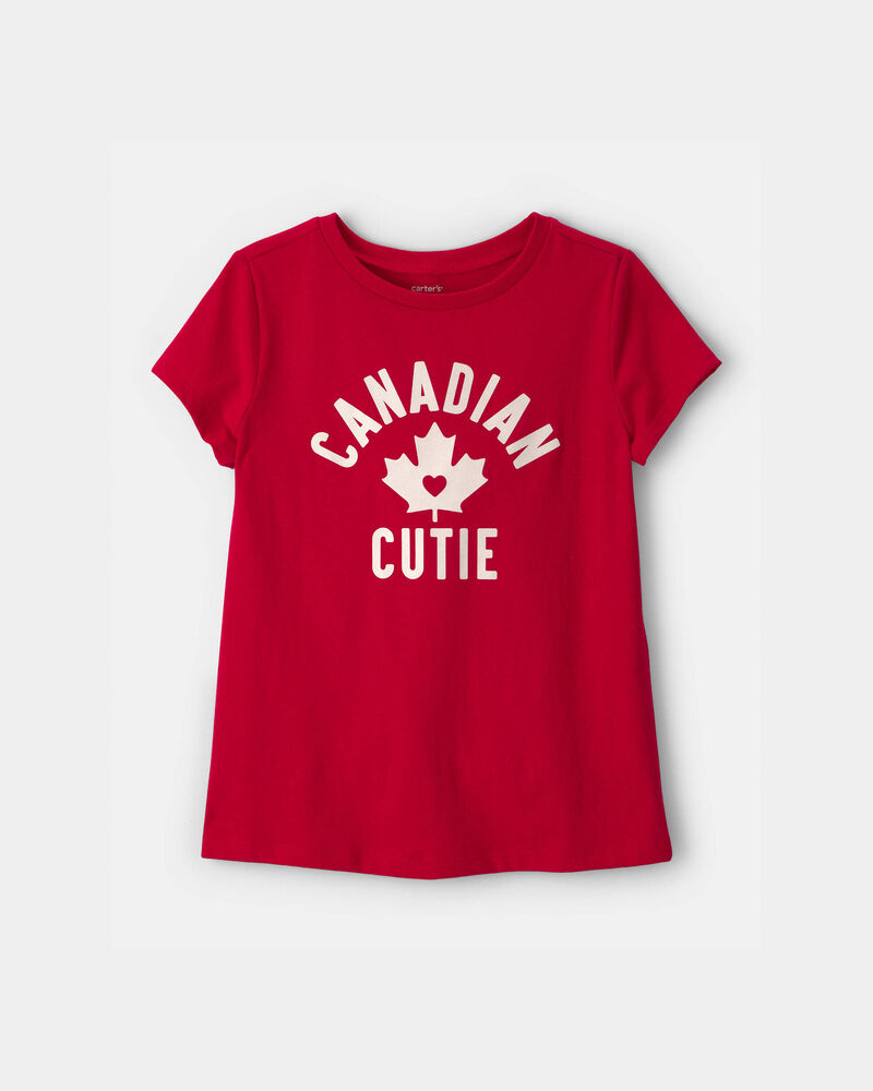 Girls Canadian Cutie Short-Sleeve Tee - Red, image 1 of 3 slides
