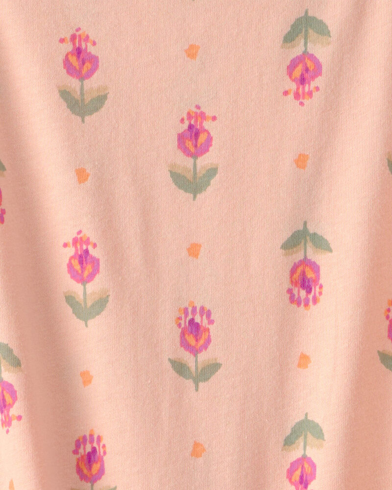 Girls Floral Short-Sleeve Top - Peach, image 2 of 3 slides