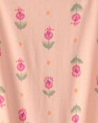 Girls Floral Short-Sleeve Top - Peach, image 2 of 3 slides