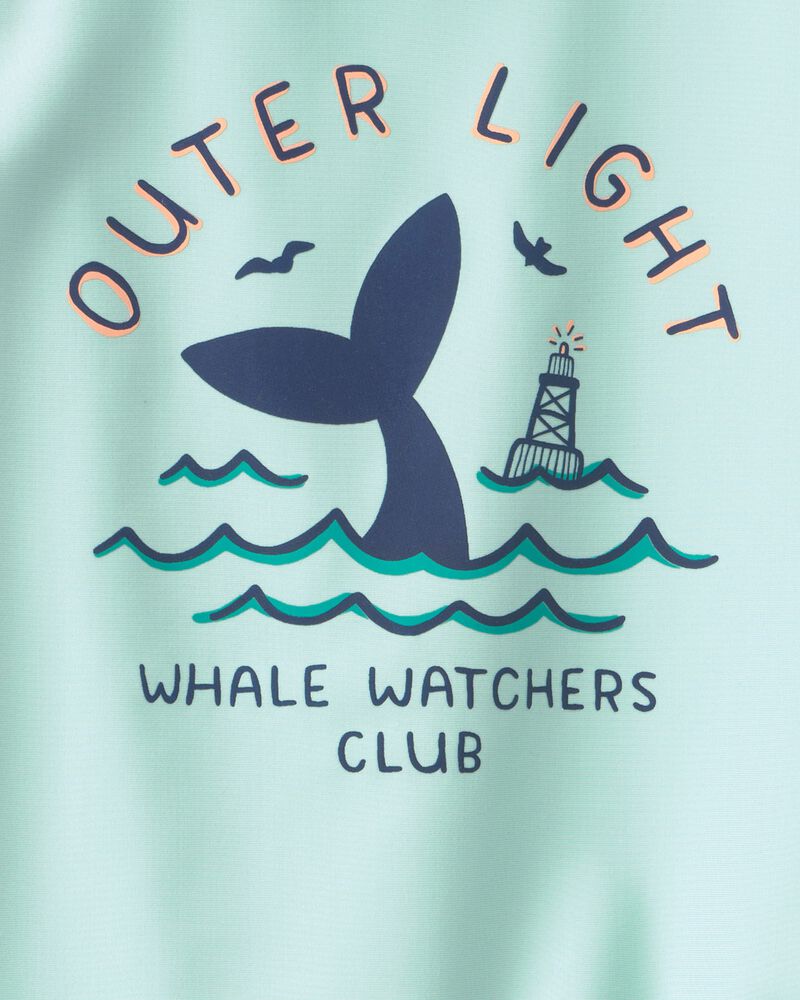Ensemble 2 pi&egrave;ces haut dermoprotecteur &agrave; manches longues et short maillot de bain &agrave; motif de baleines pour tout-petit - Vert, image 4 sur 7 diapositives
