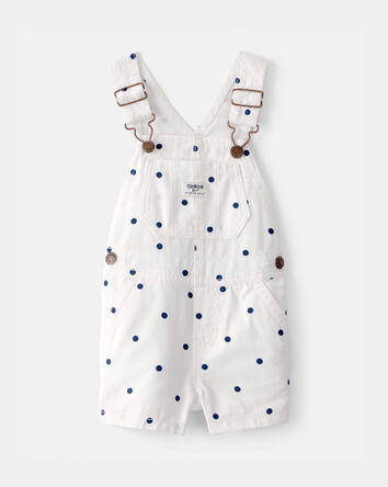 Baby Girl Polka Dot Shortall - White/Blue, 