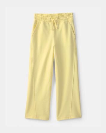 Filles - Pantalon &agrave; jambe large en jersey bouclette - Jaune, 