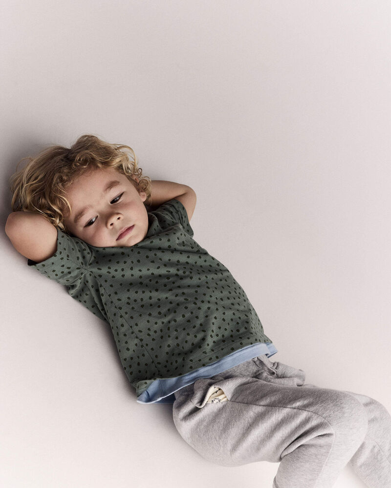 Toddler Relaxed Tee in Dot Print - Olive, image 3 of 6 slides