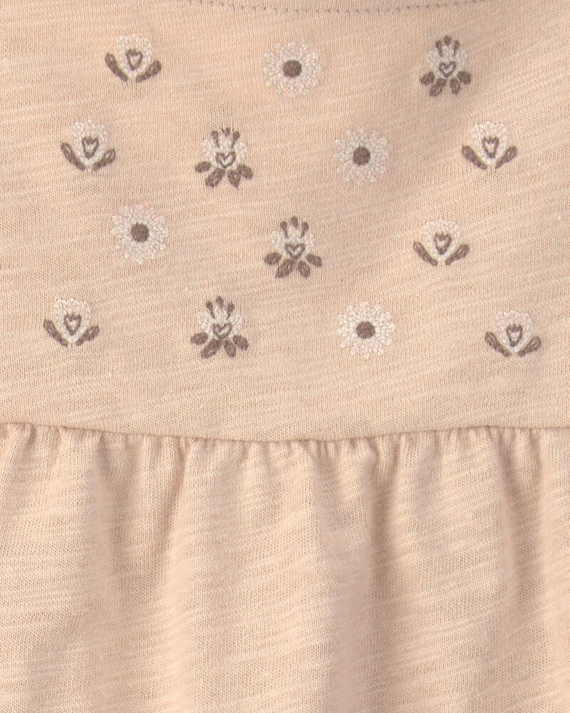 B&eacute;b&eacute; fille - Ensemble 2 pi&egrave;ces haut sans manches et pantalon &agrave; motif floral - Cr&egrave;me, image 3 sur 3 diapositives