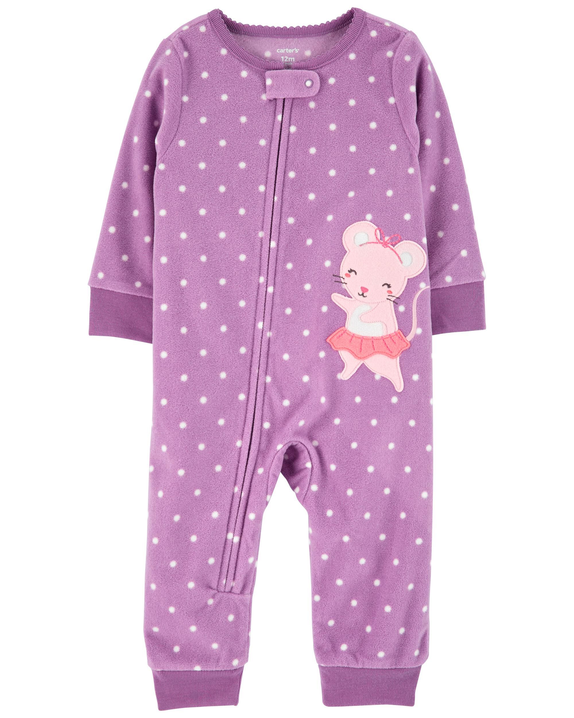 Pyjama 1 pi ce sans pieds en molleton imprim de souris