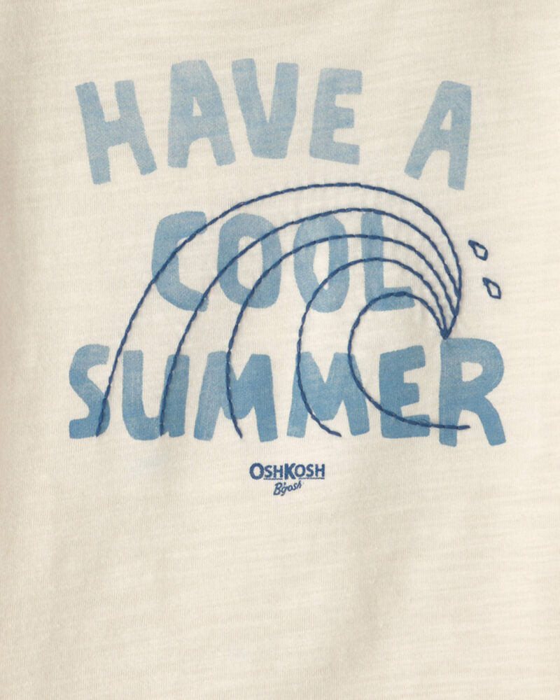 B&eacute;b&eacute; gar&ccedil;on - Haut &agrave; imprim&eacute; vague &laquo;Have A Cool Summer&raquo; - Blanc, image 2 sur 2 diapositives