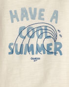 B&eacute;b&eacute; gar&ccedil;on - Haut &agrave; imprim&eacute; vague &laquo;Have A Cool Summer&raquo; - Blanc, image 2 sur 2 diapositives
