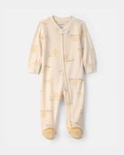 Baby Lion 100% Cotton 2-Way Zip Sleeper - Cream, image 1 of 5 slides